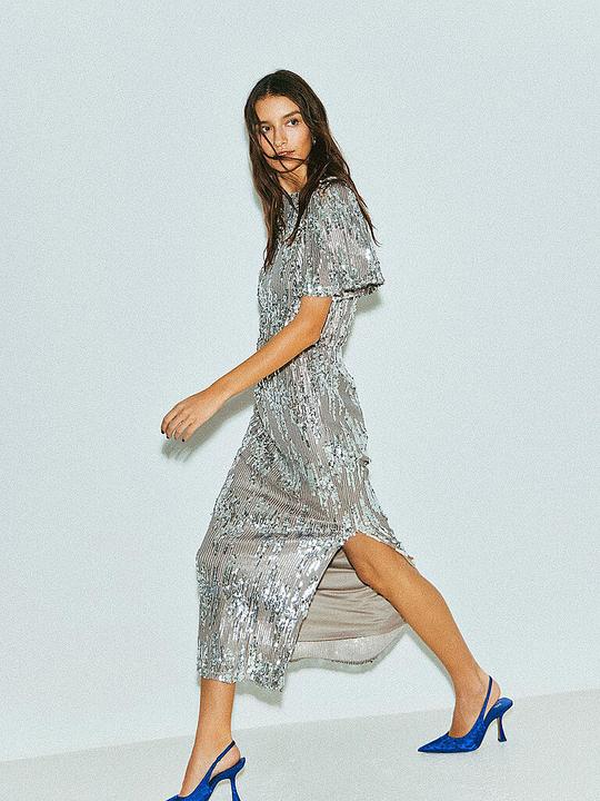 Actual product image Vila Viamaya S/S Sequin Ankle Dress/Dc (36)