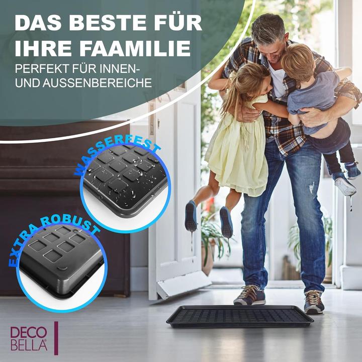 Produktbild DecoBella 3 Stück Schuhabtropfschale | Schuhtablett Grau | 70x35x3 cm Schuhwanne (70 x 35 cm)