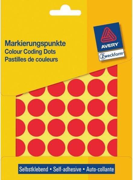 Produktbild Avery Zweckform Markierungspunkte, Durchmesser 18 mm, rot Inhalt: 1056 Etiketten