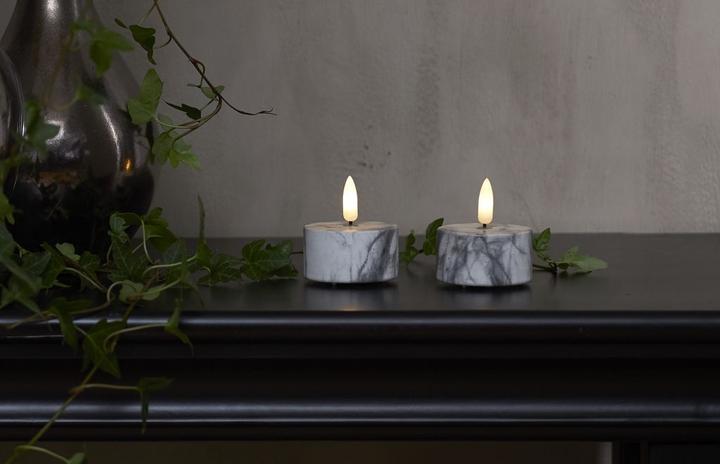 Immagine prodotto Star Trading LED Tea Lights Flame Marble, 2 pz. 5,5 cm x 6 cm, Grigio (2 x)