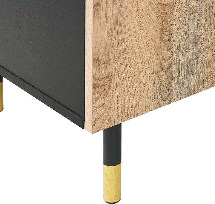 Image du produit Beliani Meuble TV noir avec bois clair ABILEN (150 x 40 x 48 cm)