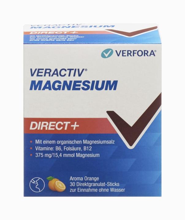 Nutritional values and ingredients Veractiv Magnesium Direct+ 30 sticks (30 Piece, Granulate, 100 g)