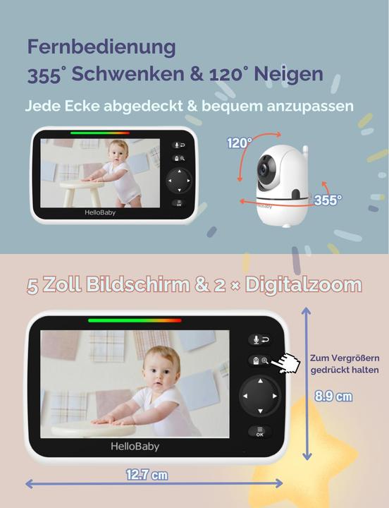 Immagine prodotto HelloBaby Babyphone mit 2 Kameras (Video e audio, 305 m)