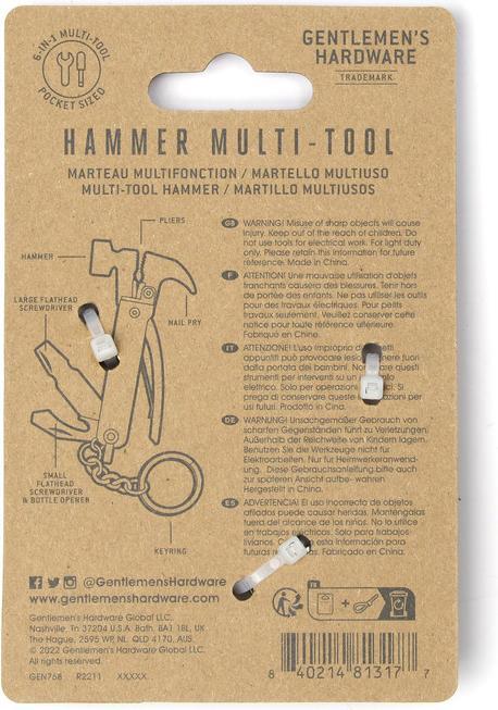 Immagine prodotto Gentlemen's Hardware Mini Hammer Multi-Tool (6 Funzioni)