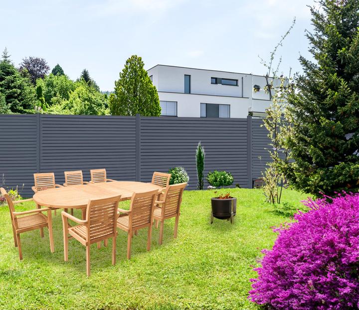 Produktbild Endorphin EASY-ROM DIY ALU-Rhombuszaun in anthrazit 2 Elemente 180x180cm 3 Pfosten 7x7x235cm