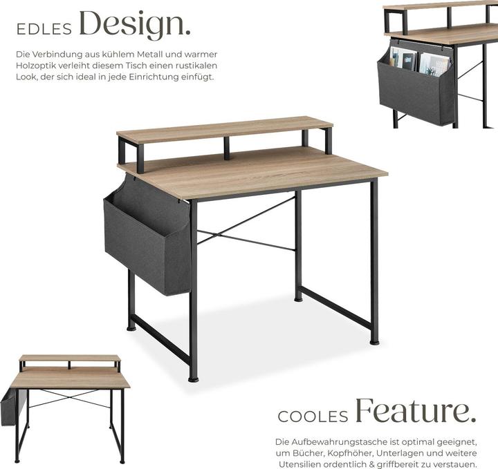 Produktbild tectake Schreibtisch mit Ablage und Stofftasche (120 x 60 x 110 cm)