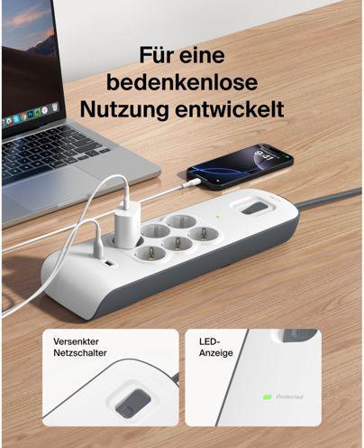 Produktbild Belkin Steckdosenleiste 6-fach + 2xUSB-A, 2m Kabel BSV604vf2M-V2 (6x, Typ 13, USB-A, 2 m)