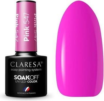 Actual product image Claresa UV LED Nail Polish Collection Hybrid Manicure Soak Off - 5ml Pink Color No. 547 (Pink, UV gel varnish)