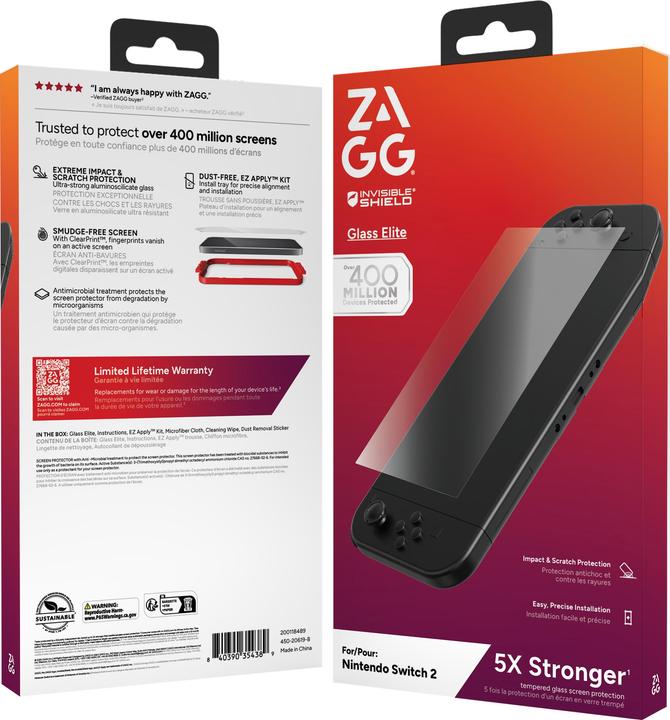 Actual product image Zagg InvisibleShield Glass Elite Nintendo Switch 2 (Switch)