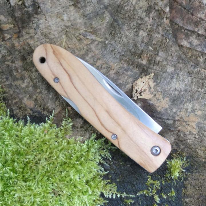 Image du produit Herbertz Couteau de poche Selection, acier AISI 440, inoxydable, bois d'olivier, cran d'arrêt, dragonne