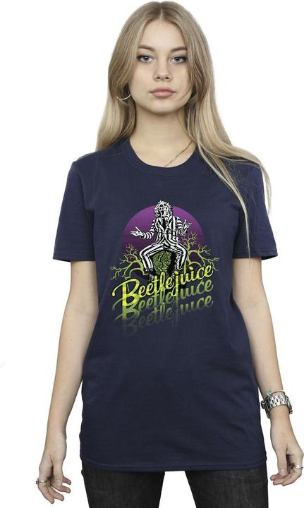 Immagine prodotto Beetlejuice Maglietta Boyfriend da donna/ragazzo in cotone con cerchio viola (L)
