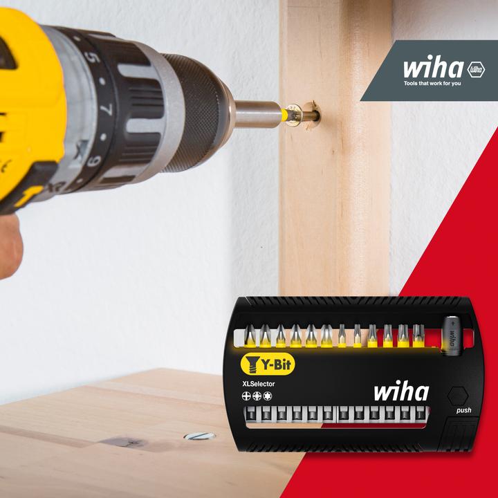 Produktbild Wiha Bit Set XLSelector Y-Bit 13tlg 50 mm PH, Pozidriv, TORX 1/4" E6,3 magnetischer Bithalter (Kreuz Phillips PH, Kreuz Pozidriv PZ)