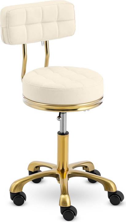 Produktbild Physa Rollhocker höhenverstellbar Friseurhocker 150 kg 51 - 66 cm Beige / Golden