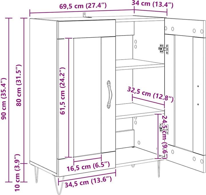 Image du produit vidaXL Modernes Sideboard (34 x 34 x 90 cm)