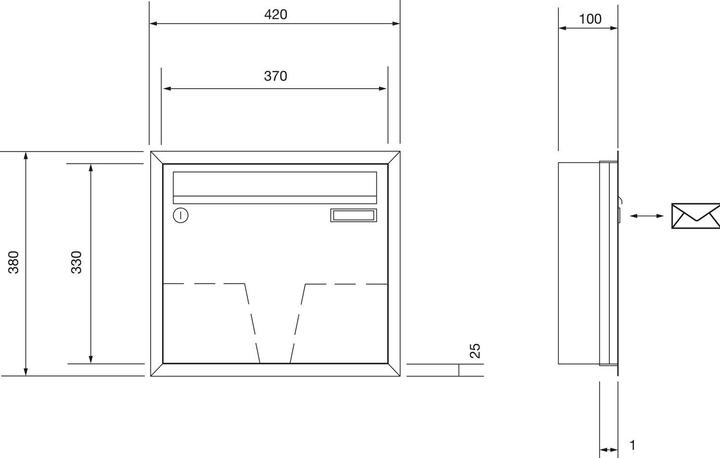 Produktbild Renz Unterputzbriefkasten 370/330/100 Edelstahl