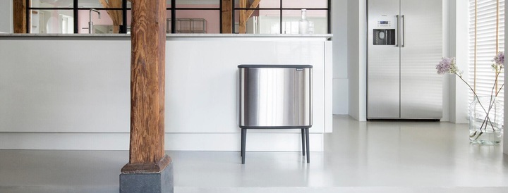 Produktbild Brabantia Mülleimer zur Trennung mit Knopf, silber (31 62 27) (34 l)