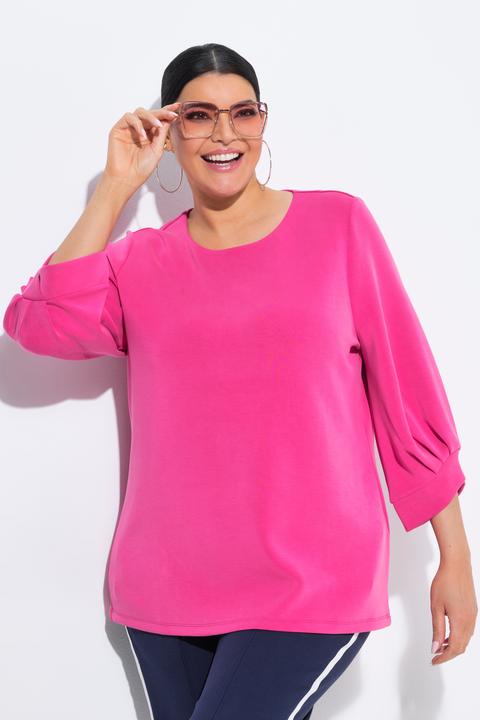 Produktbild Ulla Popken Sweatshirt, Zierfalten, Rundhals, 3/4-Ballonärmel (50, 52)