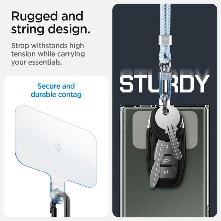 Actual product image Spigen Universal Strap Set Crossbody& Wrist zestaw smyczy do telefonu niebieski/mute blue AFA08