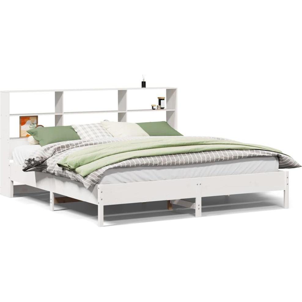 VidaXL, Bett, Bett mit Regal ohne Matratze Kiefer (200 x 200 cm)