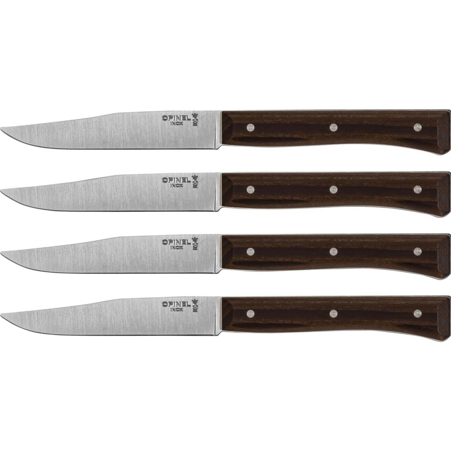 Opinel Facette dark ash, smooth, Box of 4, Besteck, Braun