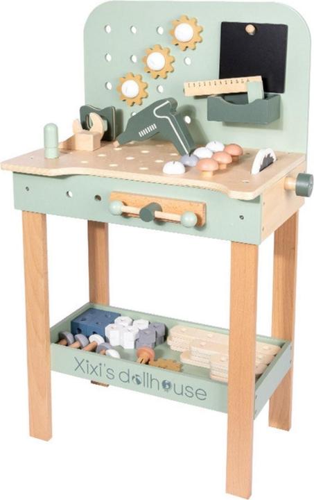 Hermex 111-tlg. Werkbank-Set aus Holz für Kinder Spielwerkbank Werkzeugbank