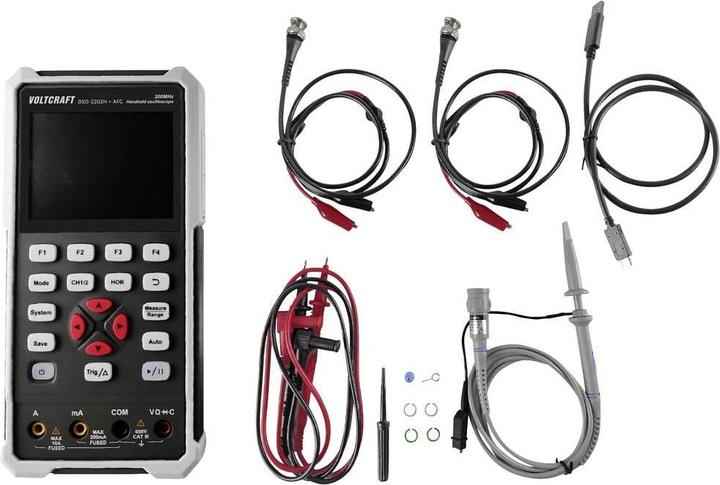 Actual product image Voltcraft DSO-2202H + AFG Handheld Oscilloscope 200MHz 2-channel 1 GSa/s 8 kpts 8 Bit Handheld 1pce. (CAT II 400V)