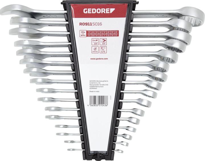 Produktbild Gedore Red red R09115016 RingmaulschLänge Satz AF 1/4"-1.1/4" 16-teilig (19 mm, 10 mm, 7 mm, 15 mm, 8 mm)