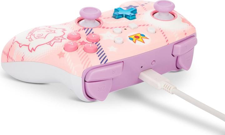 Actual product image PowerA Enhanced Wireless Controller Princess Peach Plaid (Switch, Switch Lite, Switch OLED)