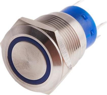 Produktbild RS PRO 19mm,stainless,mom,SPST,Blue,12V