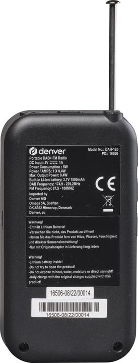 Produktbild Denver DAH-126 (DAB+, FM, KW, Radio Frequency (RF))