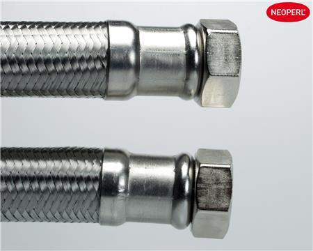 Csdk SL Tubo per caldaie in gomma EPDM con treccia in acciaio inox max. 70° (punta 90°) Dado di raccordo in