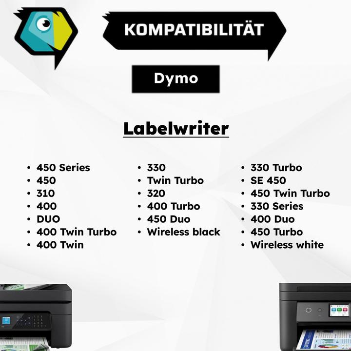 Image du produit Inkadoo Compatible avec Dymo 11353 / S0722530 Etiquette, blanche, convient pour Dymo Labelwriter 310, Dymo