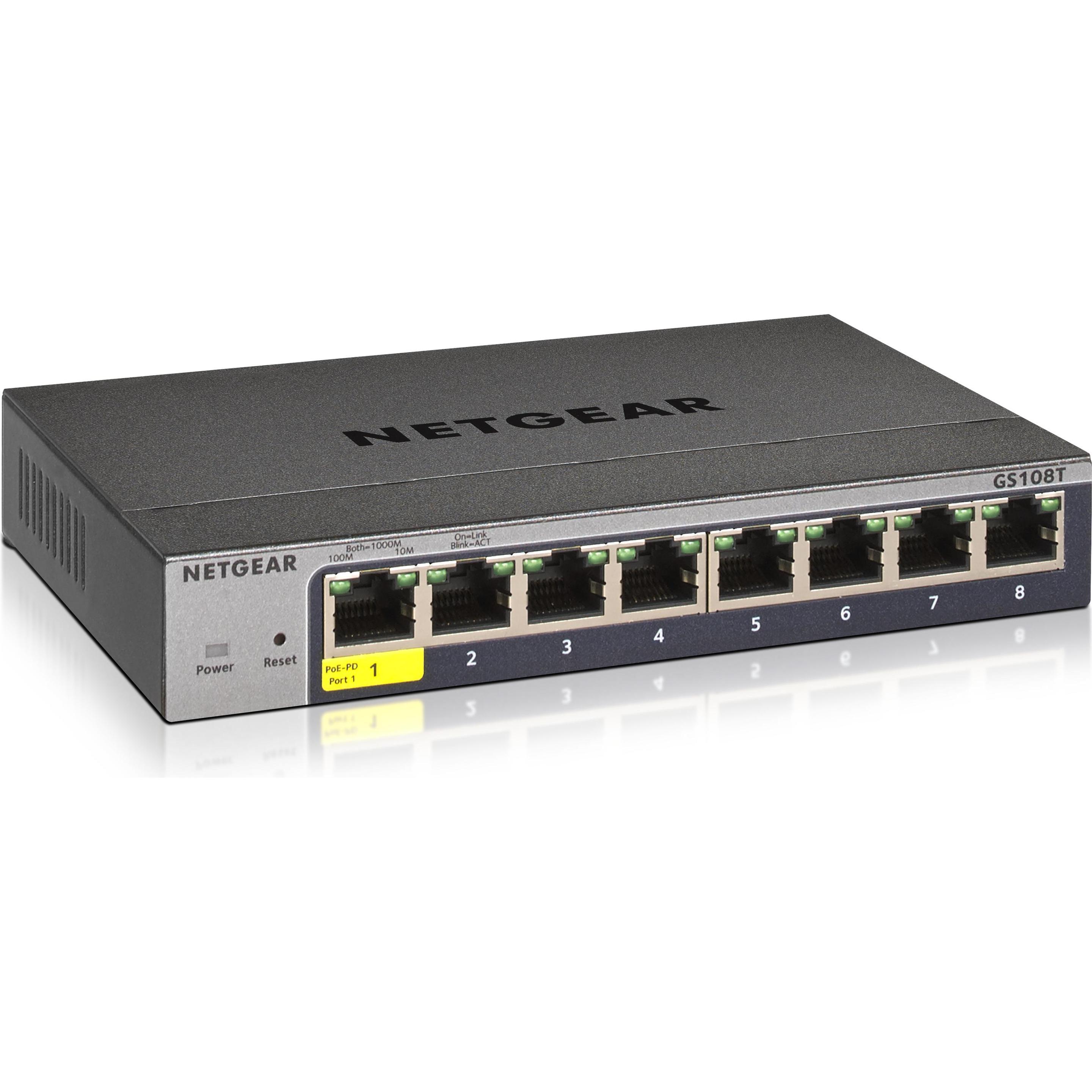 Netgear GS108T-300PES (8 Ports), Netzwerk Switch, Grau