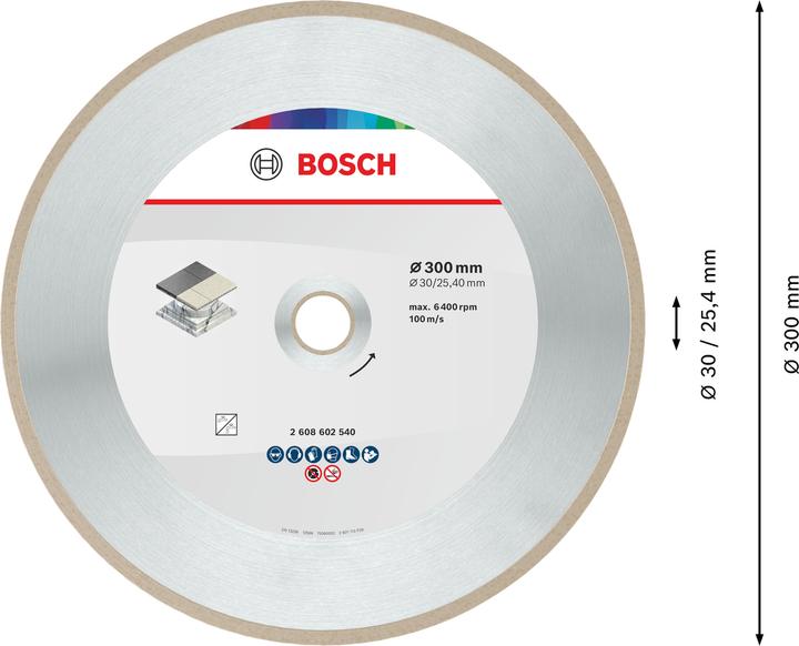 Produktbild Bosch Professional Zubehör Diamanttrennscheibe Standard for Ceramic, 300 x 30 + 25,40 x 2 x 7 mm