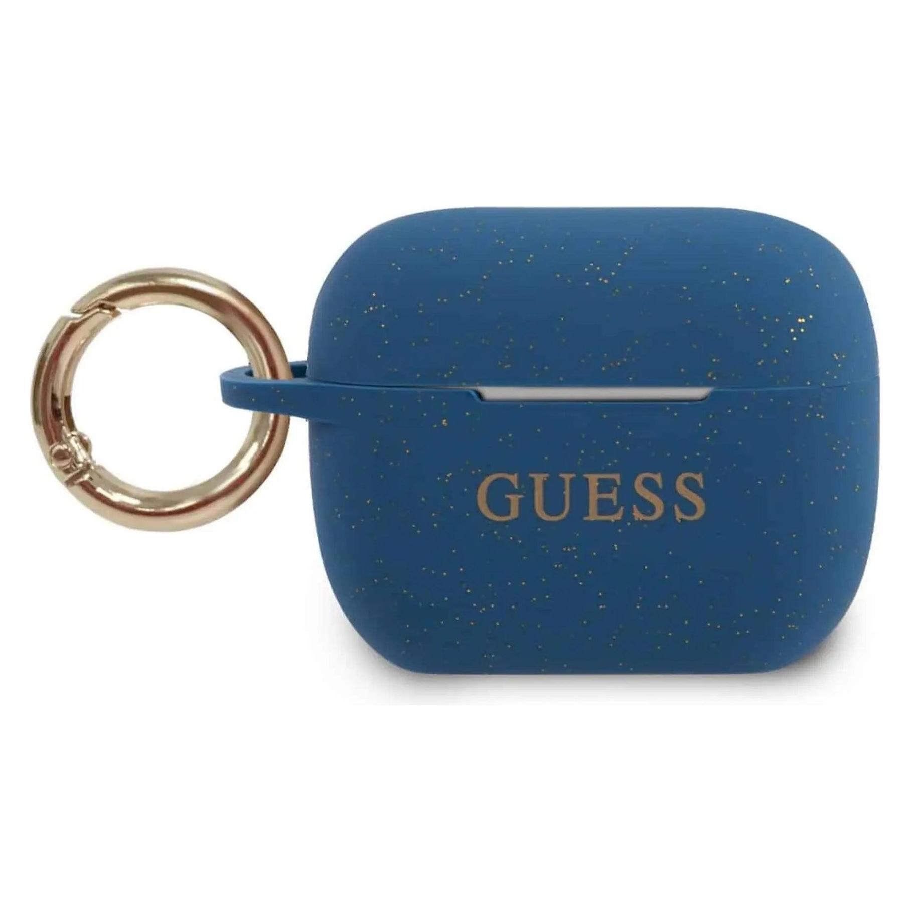 Guess Cover Silicone Glitter (Kopfhörer Hülle), Kopfhörertasche + Schutzhülle, Blau