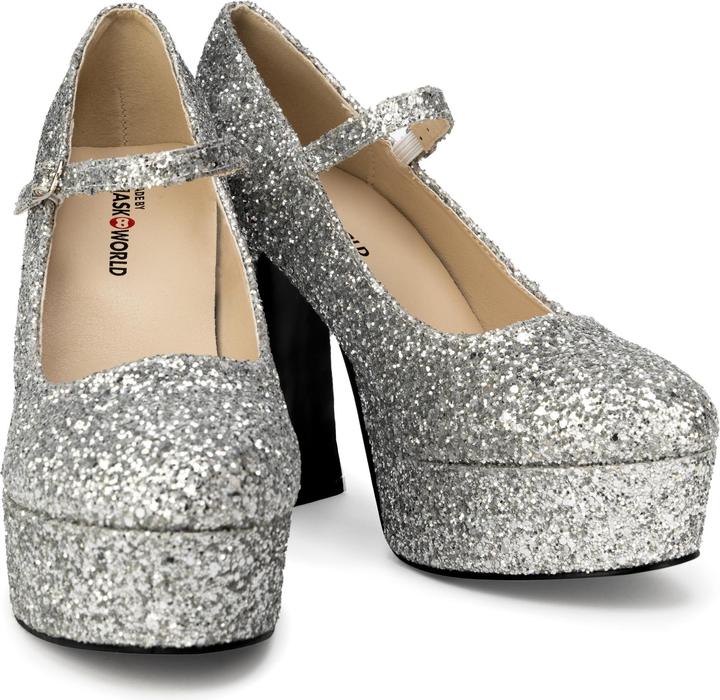 Produktbild Maskworld Plateau Schuhe glitter-silber (36)