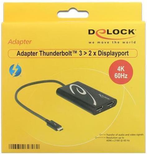 Immagine prodotto Delock Adattatore per monitor Thunderbolt 3 a presa 2xDP (DP, 27 cm)
