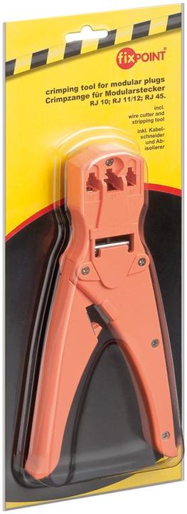 Actual product image FixPoint Crimping pliers for modular plugs incl. cable cutter and wire stripper, red (310 mm)