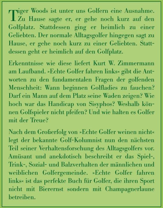 Produktbild Echte Golfer fahren links (Deutsch, Kurt W Zimmermann, 2025)