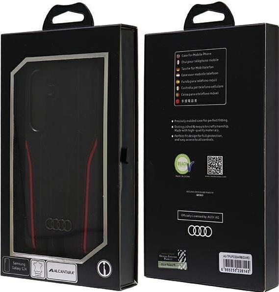 Actual product image Audi Genuine Leather MagSafe S921 czarno-czerwony/black-red hardcase AU-TPUPC-R8/D3-RD (Samsung Galaxy S24)