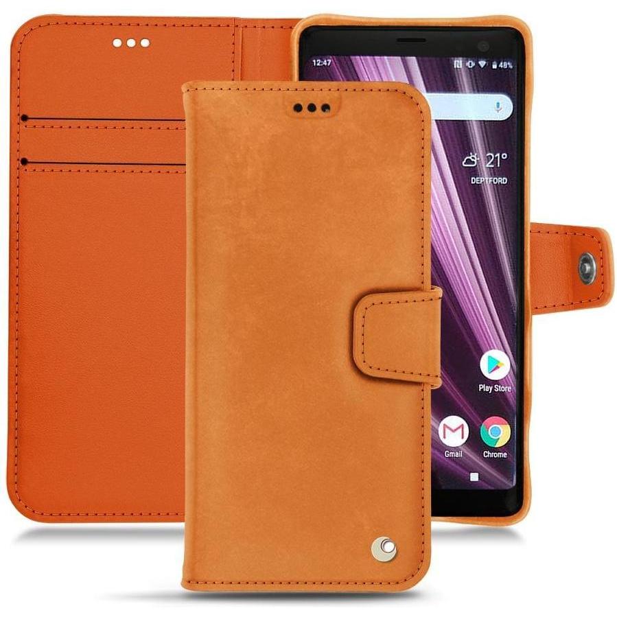 Noreve Lederschutzhülle Wallet (Sony Xperia XZ3), Smartphone Hülle, Orange
