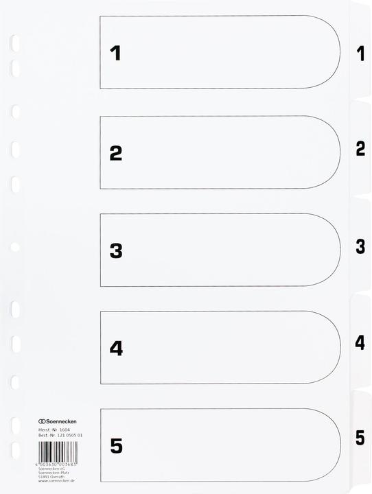 Soennecken Zahlenregister Verwendung für Papierformat: DIN A4 Grammatur: 170 g/m²