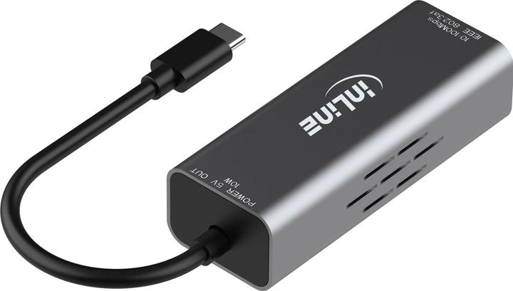 Actual product image InLine USB-C zu RJ45 PoE-Adapter mit Überspannungsschutz (USB-C, RJ45 (1x))