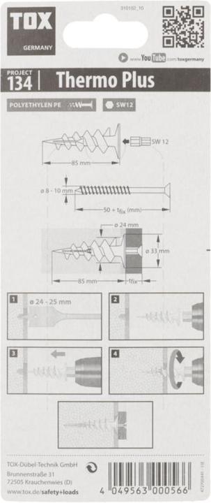 Actual product image Tox Insulation dowel Thermo Plus 85 2 pieces (2 pcs.)