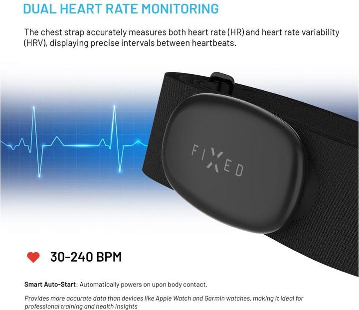 Actual product image Fixed Chest strap hearth-rate monitor Pulse Dual, HR+HRV measure, black