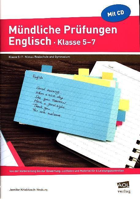 Produktbild Mündliche Prüfungen Englisch - Klasse 5-7 (Deutsch, Jennifer Kriebitzsch-Neuburg, 2017)