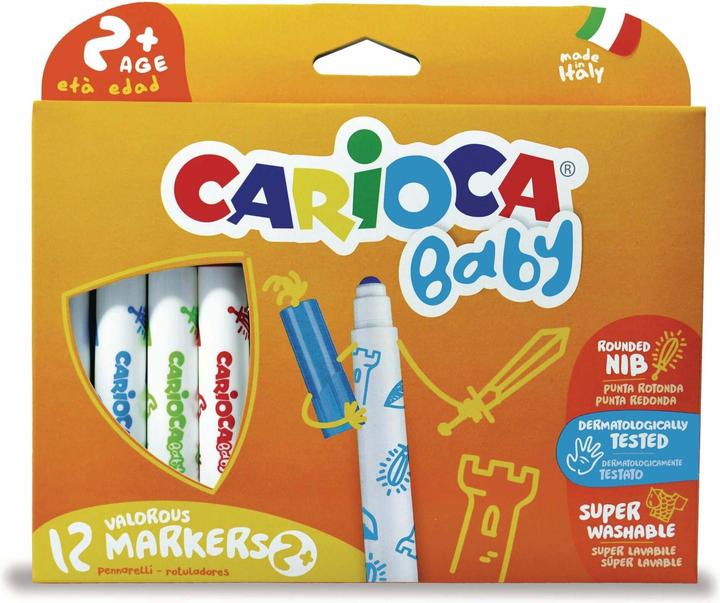 Carioca Marker 2 + - pens (Extra Bold, bullet tip, round, multi, Italy, cardboard box) (12x)