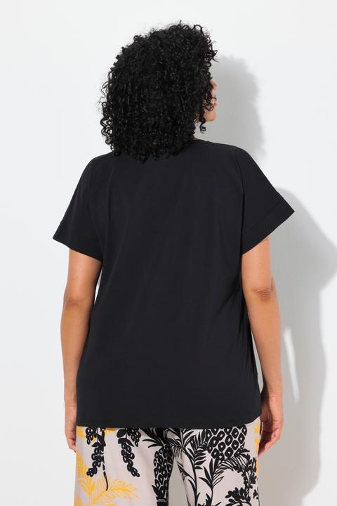 Immagine prodotto Ulla Popken T-shirt dal taglio oversize con ananas brillante, scollo a girocollo e mezze maniche (62)