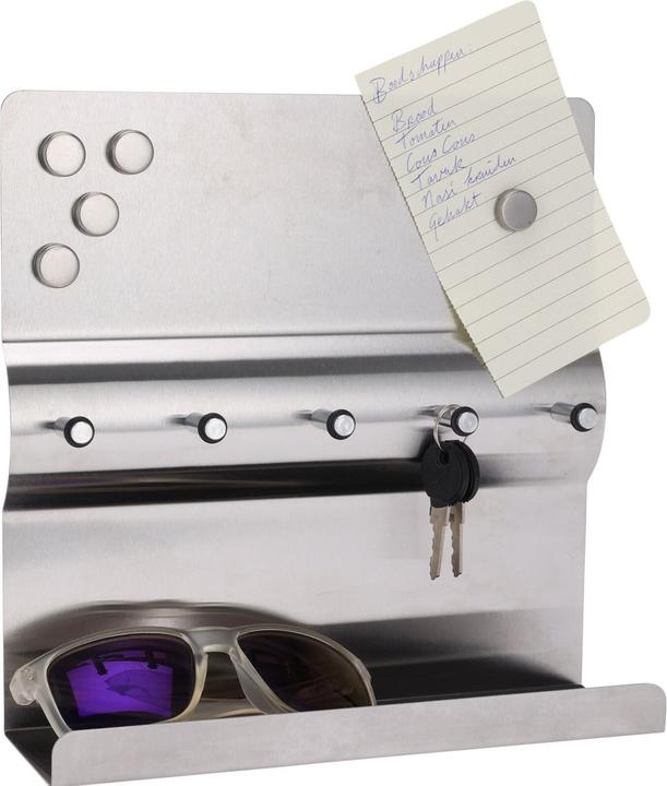 Excellent Houseware Key board with 5 hooks, magnetic board and shelf (24 x 24 x 7 cm)