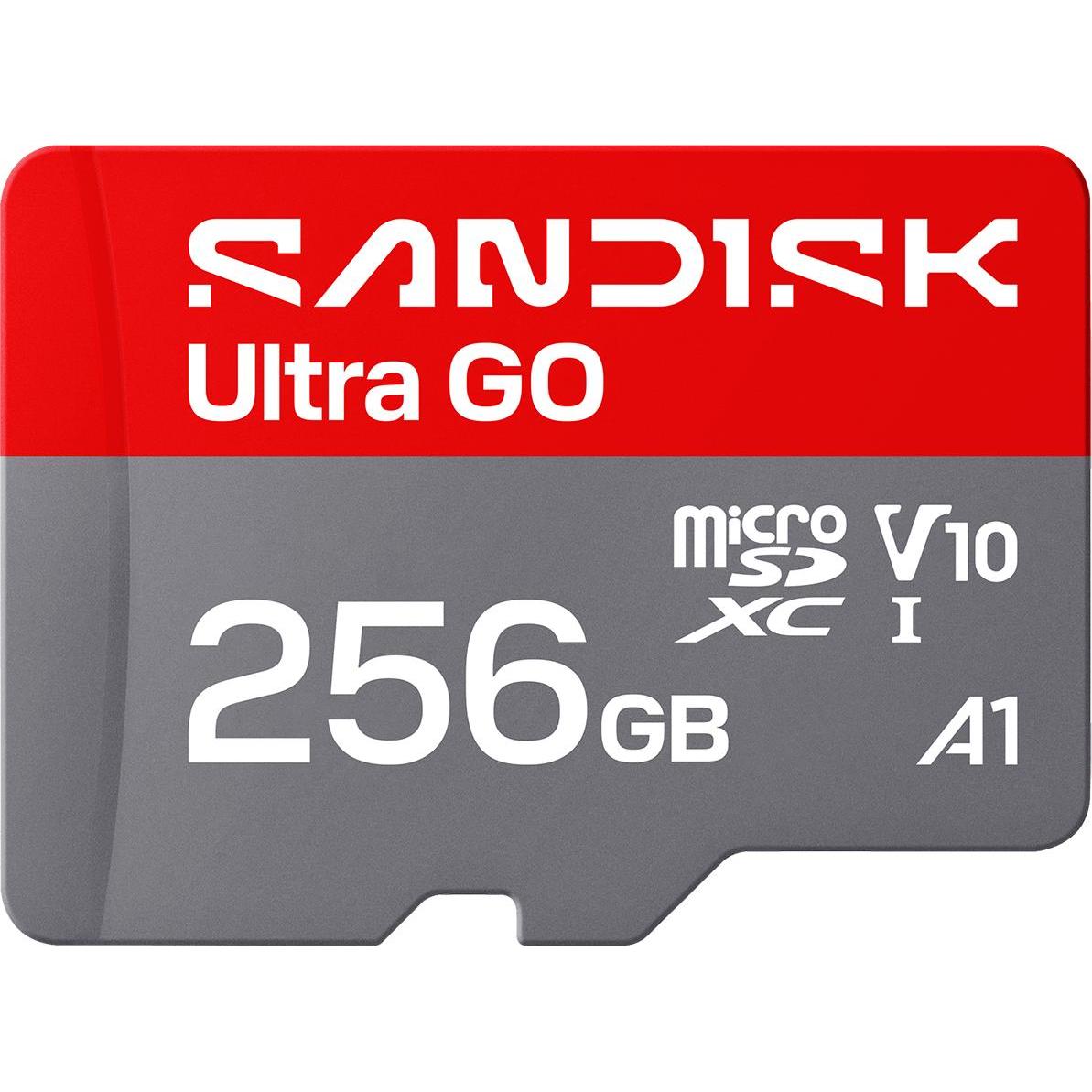 SANDISK Ultra MicroSD UHS-I 256GB 190MB/s R (256 GB, microSD, microSDXC, U1, UHS-I), Scheda di memoria, Rosso, Grigio